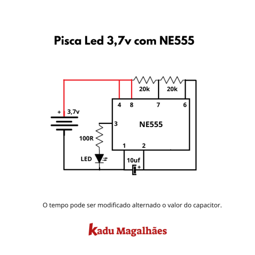 Pisca Led 3,7v com NE555