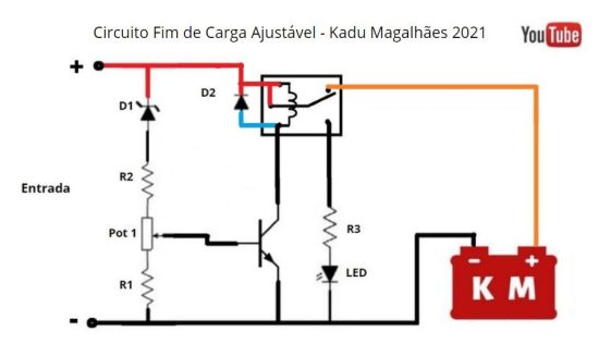 esquema circuito fim de carga ajustável simplificado